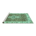 thumbnail image 2 of Ahgly Company Machine Washable Indoor Square Abstract Turquoise Blue Modern Area Rugs, 4' Square, 2 of 4