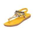 thumbnail image 4 of Xucatan Boho Beaded Sandals for Women, Elastic Ankle Strap Flat Shoes, Festival Summer Beach Walking Footwear Gift, 4 of 8