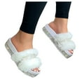 thumbnail image 3 of JeashCHAT Women's Slip On Platform Sandals Comfortable Open Toe Flatform Chunky Sandals Rhinestone Slides (White), 3 of 7