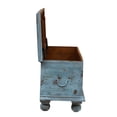 thumbnail image 3 of 19 Inch Tall Bedroom Storage Wooden Bedroom Chest | Blue Color Coffee Table | Handcarved Hallway Solid Wood Blanket Storage Cabinet, 3 of 8