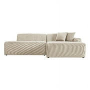Ashcroft Chapman Upholstered Velvet Living Room Right Sectional Sofa in Cream