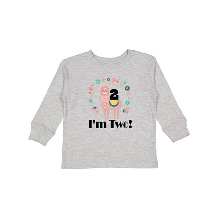 

Inktastic 2nd Birthday Llama for Girl Gift Toddler Toddler Girl Long Sleeve T-Shirt
