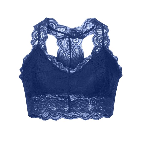 Ersazi G Cup Bra Sexy Women Plus Size Vest Crop Wire Free Bra Lace Lingerie Sexy V-Neck Underwear In Clearance Blue M