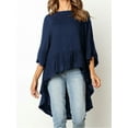 thumbnail image 6 of DYMADE Women Long Sleeve Double-layer Irregular Chiffon Casual Blouse Top, 6 of 6