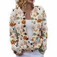 thumbnail image 2 of Stralyhd Halloween Sweaters for Women Plus Size Funny Pumpkin Ghost Knit Cardigans Open Front Long Sleeve Soft Casual Fall Trendy Outerwear Tops Beige 5XL, 2 of 7