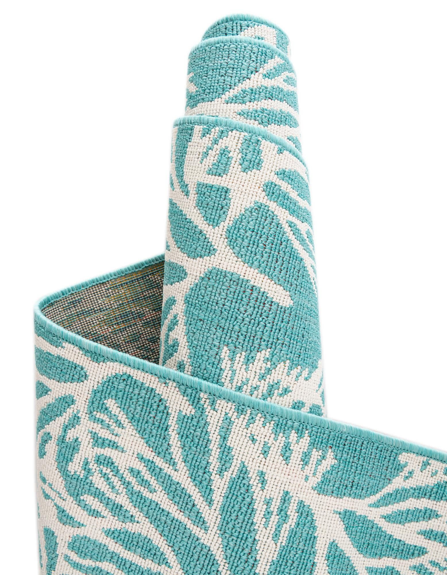 Unique Loom Outdoor Coastal Collection Area Rug - Coral (5' 3" x 8' Rectangle Teal/Ivory)