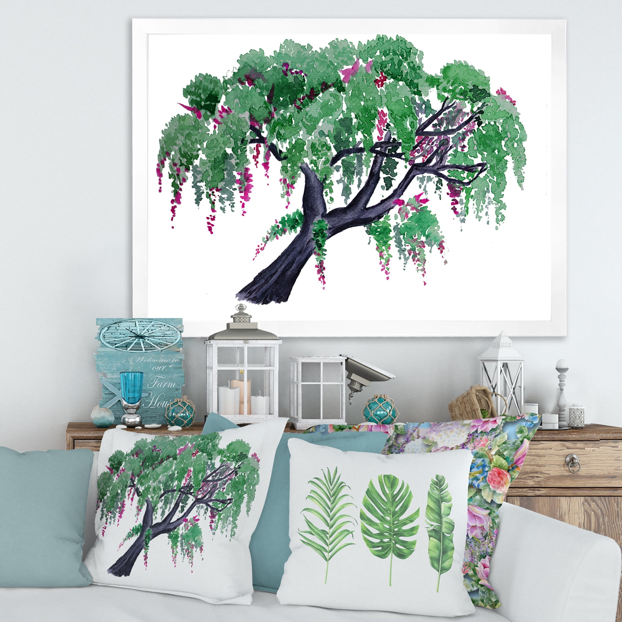 Designart 'A Lonely Tree of Wisteria' Traditional Framed Art Print