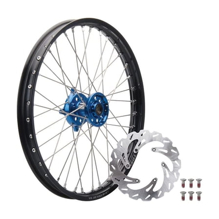 Tusk Impact Complete Front Wheel Package 21 x 1.60 Black Rim/Silver Spoke/Blue Hub For GASGAS EC 250 (Fuel Injected) 2022-2025