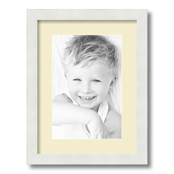 ArtToFrames 12x16 Matted Picture Frame with 8x12 Single Mat Photo Opening Framed in 1.25 Satin White Frame and 2 Oyster Mat (FWM-3966-12x16)