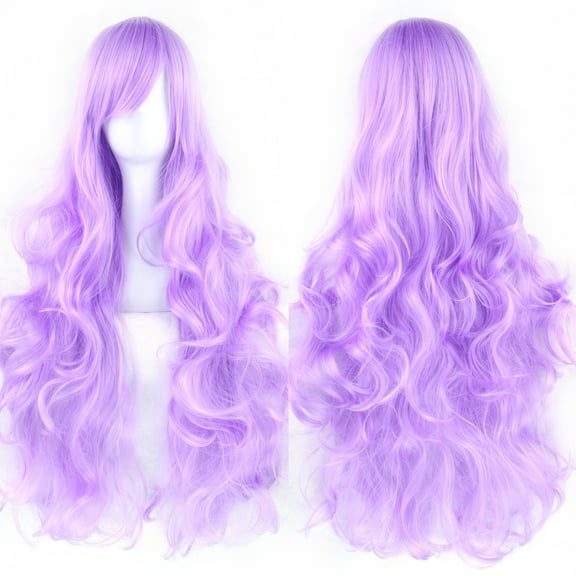 XmhyTop Spiral Curly Long Wig, 32" (80cm) Length, Perfect for Cosplay Costumes, Light Purple