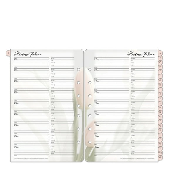 FranklinCovey Pink/Green Blooms Address/Phone Tabs (Classic Size)