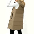 thumbnail image 6 of Jovrlynd Puffer Vest Women Hooded Zipper Button Long Quilted Vest Winter Coats with Pockets, S-2XL, 6 of 7