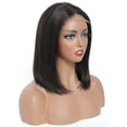 thumbnail image 3 of Perruques Bob Cheveux Humains Noirs Naturels Dentelle Partie Perruques Pré-Épilées 4x1 T Partie Dentelle devant Perruque Partie Milieu Courte Droite Perruques Bob pour Femmes 12 Pouces, 3 of 5