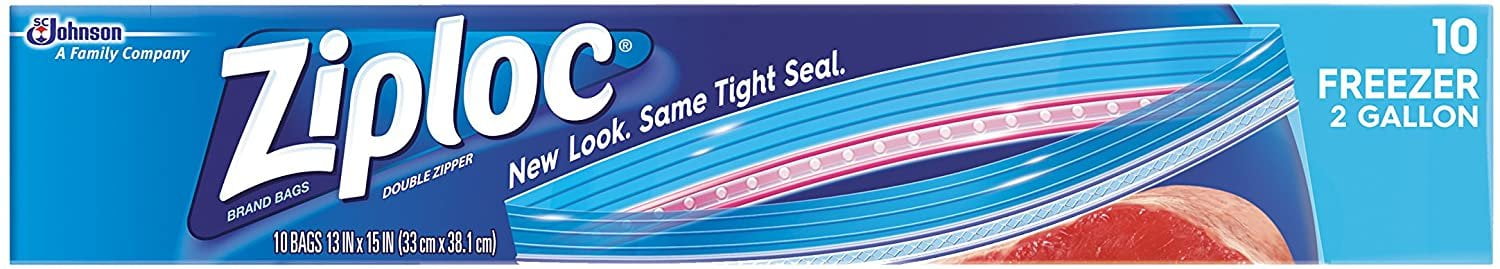 Ziploc Freezer Bag, 2 Gallon Jumbo, 10-CountPack of 3