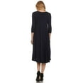 thumbnail image 4 of Women's Casual Loose Fit 3/4 Sleeve Jersey Knit A-Line Solid Midi Dress, 4 of 4