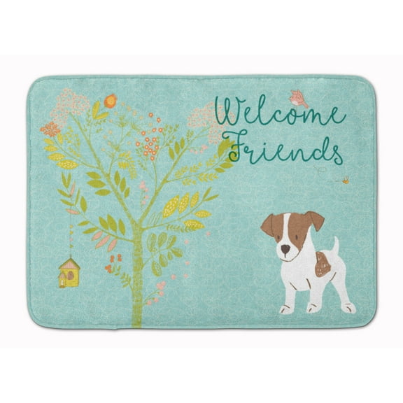 Carolines Treasures BB7638RUG Welcome Friends Jack Russell Terrier Puppy Machine Washable Memory Foam Mat 19 X 27"