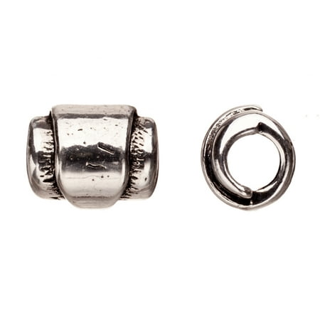 - Bracelet Beads Charms, Antique Silver-Plated, Metal Wrapped Designed Patterned Tube Slider Beads