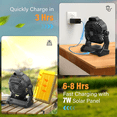 thumbnail image 6 of JINLICTE 10400mAh Solar fan with LED Lantern, Camping Fan with Solar Panel, 7W Rechargeable Solar Powered Fan for Outside, Quiet Battery Operated Tent Fan for Picnic, Barbecue, Fishing,Black, 6 of 7