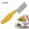 thumbnail image 1 of 10 Pcs Stainless Steel Pet Anti-slip Handle Grooming Comb(yellow), 1 of 3