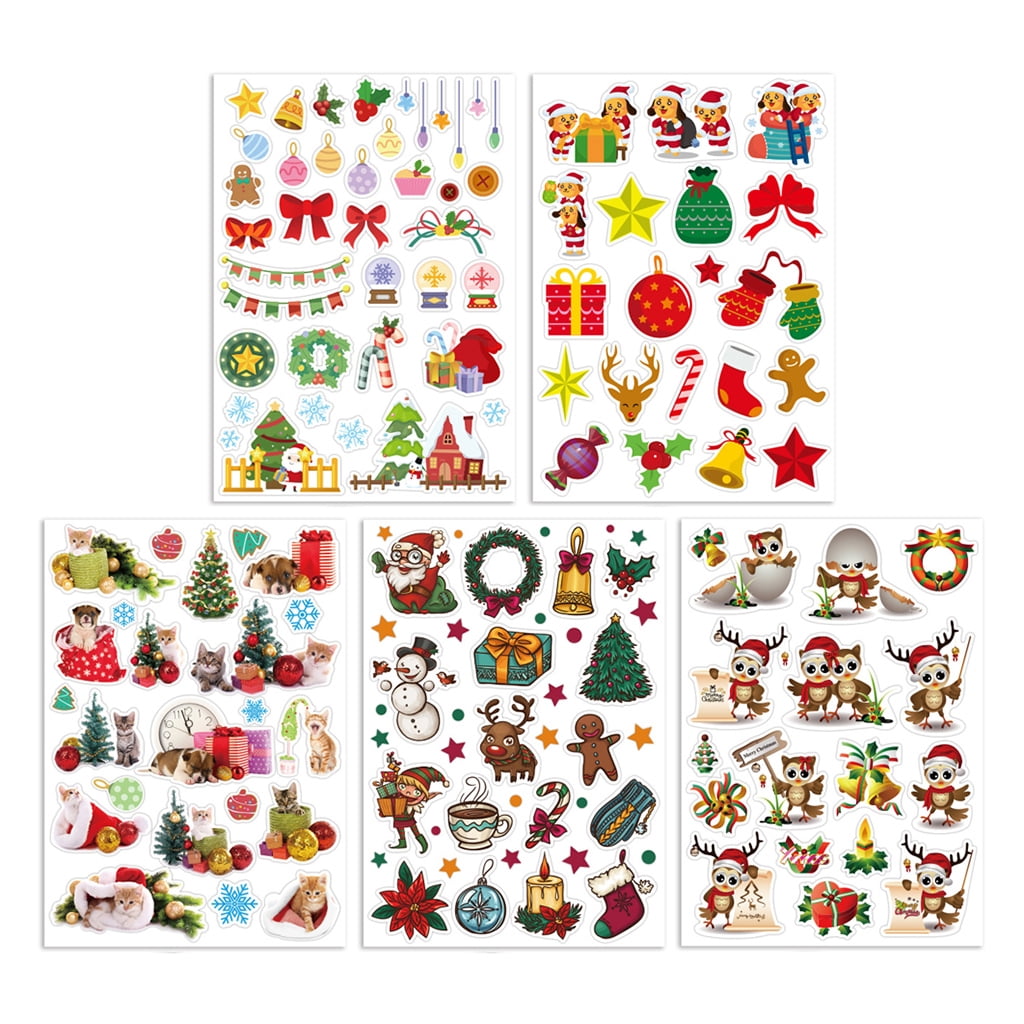 CANKER 5 Sheets Christmas Stickers Assortment Cute Cartoon Santa Reindeer  Animal Owl Holiday Washi Sticker for DIY Craft Scrapbooking Album Card  Making Gift - Walmart.com
