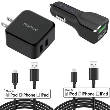 4-in-1 Adaptive Fast Home Car Charger 6ft (Two) USB Cable Combo Compatible With iPhone XS Max XR X SE 8 PLUS 7 Plus 6S Plus 6 Plus 5S 5C 5  iPad 9.7 G6A price history on PriceWatchPro