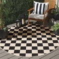 thumbnail image 2 of SAFAVIEH Courtyard Talbot Checkered Indoor/Outdoor Area Rug, Black/Beige, 6'7" x 6'7" Round, 2 of 12