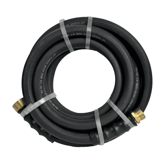 Impulse Rubber Water Hose 5/8" x 15 ft, 150 PSI, Flexible Garden Hose, EPDM Abrasion & UV Resistant, Hot Water Compatible, Reinforced Polyester, Black