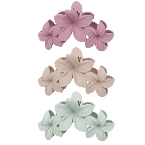 Hawaii Plumeria Clips Flower Claws 3pcs Sin Deslizamiento para Mujeres Niñas (set 3)