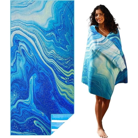 Lightweight Pretty Beach Towel Sand Free Quick Dry Absorbent Thin Compact Towels for Swimming Pool Camping Beach Accessories Large Easy Pack Travel Things for Vacation Essentials Gift Adult