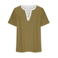 thumbnail image 4 of Erwazi Womens Plus Size Tops Summer Blouses Tunic Short Sleeve Button V Neck Dressy Casual Loose Shirts Plain Basic Tees, 4 of 4