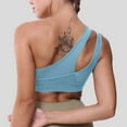 thumbnail image 3 of SMihono Womens One Shoulder Sports Bras Workout Left Strap Yoga Brassiere Cute Medium Support Top No Underwire Soft Bralettes (Light Blue L ), 3 of 3