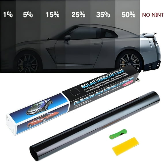 ICERUN 50cmX3m Car Window Tint Film - Sun Shade Foil - 1% to 50% Black Tint for Vehicle Windows