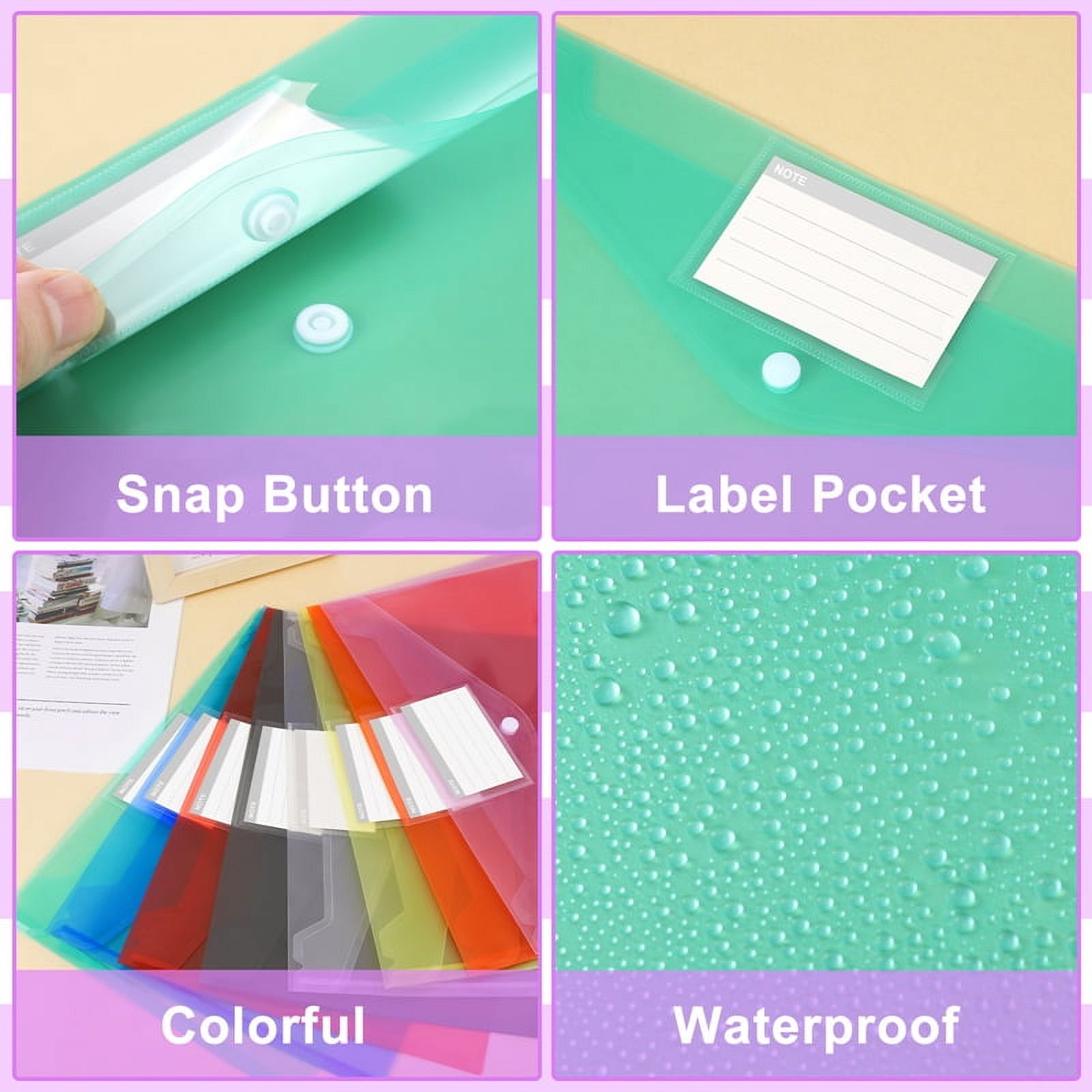 Sixwipes Plastic File Folders with Snap Closure, 24-Pack photo 5