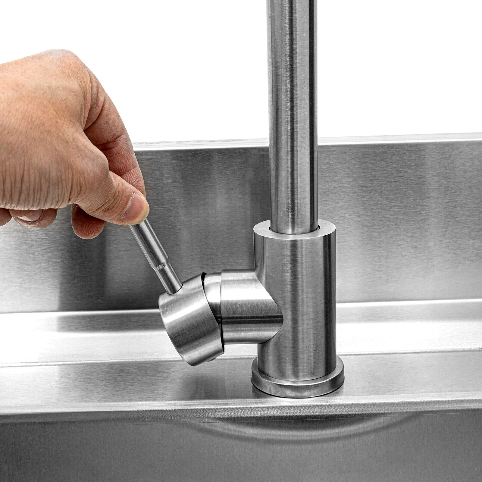 Restaurant Stainless Steel Kitchen Sink Prep Table Sink Free Standing Silver Utility Sink with Faucet 150kg Bear Capacity