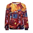 thumbnail image 7 of Fire Engine Car Truck Women's Floral Printed Sweatshirt Long Sleeve Crewneck Casual Loose Vintage Graphic Pullover Tops, 7 of 7