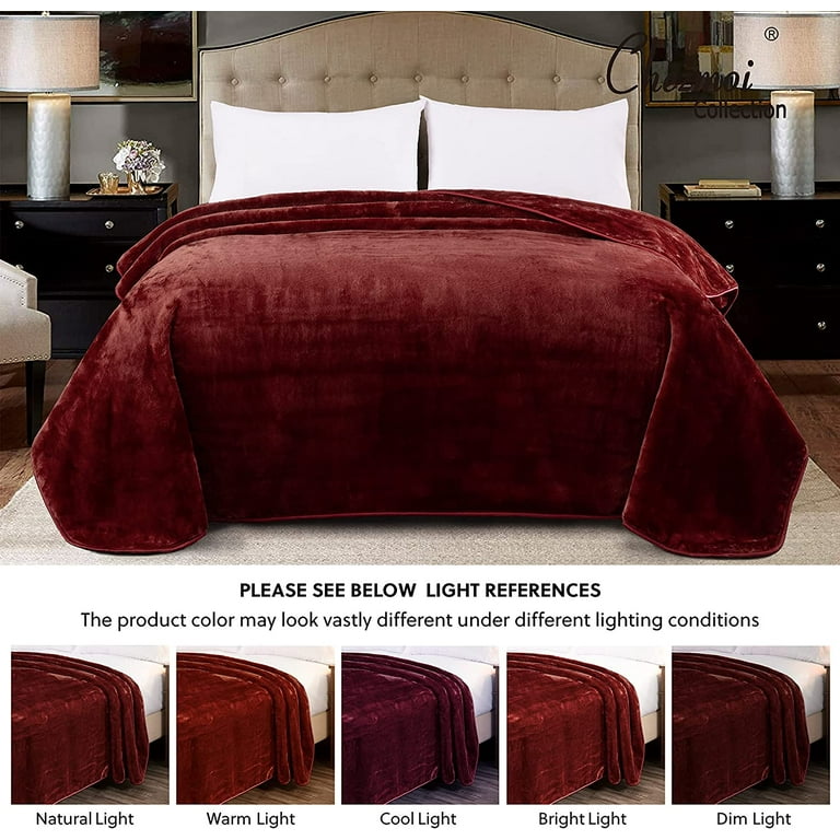 Heavy Thick Mink Blanket 9Lb for Winter,1 Ply Warm Bed Blanket  King,85x95,Burgundy