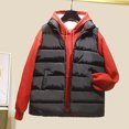 thumbnail image 4 of IROINNID Women's Puffer Vest Stand Collar Solid Color Sleeveless Warm Pocket Vest Coat Short Jacket Winter Stand-up Zipper Outerwear, Black, 4 of 9