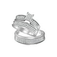 thumbnail image 1 of 10kt White Gold His Hers Round Diamond Cluster Matching Wedding Set 3/4 Cttw, 1 of 1