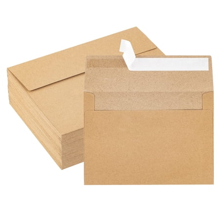 A7 Self Seal Envelopes 50 Count, 5 x 7 Inch Kraft Paper for Announcements Photos, Brown