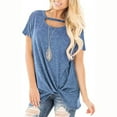 thumbnail image 2 of Pompotops T-Shirt Décontracté Col Rond pour Femmes Pull Slim Uni Manches Courtes T-Shirt Tops, 2 of 5