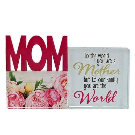 WAY TO CELEBRATE! Mother’S Day Standing Glass Tabletop Décor, Mom