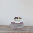 thumbnail image 2 of Creative Co-Op Decorative Metal Scalloped Bowl with 3D Birds on Rim, Antique White and Blue, 2 of 5