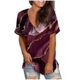 thumbnail image 2 of Hauts d'Été Grande Taille pour Femmes, Blouse Imprimée à la Mode, Col en V, Manches Courtes, T-shirt Ample, T-shirt Col en V pour Femmes en Liquidation, 2 of 6