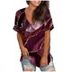 thumbnail image 1 of Blusa estampada elegante con cuello en V manga corta camiseta suelta Tops OAVQHLG3B Store lin121212, 1 of 5