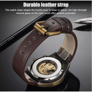 Men's Luxury Automatic Skeleton Watch – Vintage Mechanical Movement with Leather Strap