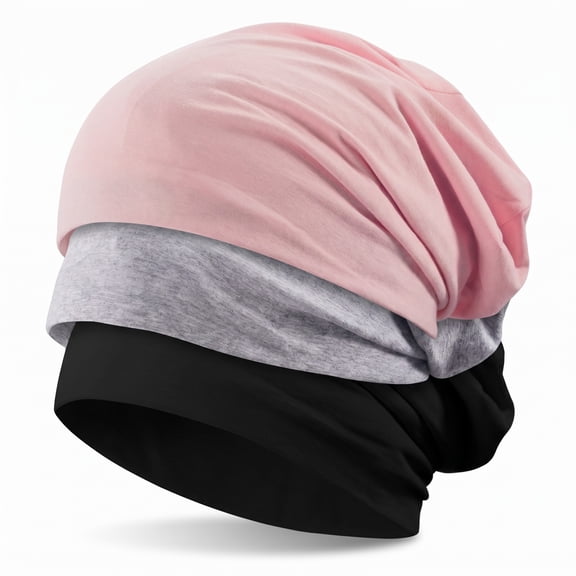 Stcellnmex 3 Pcs Satin Lined Sleep Caps Soft Beanie Hat Chemo Headwear Elastic Hair Protection Caps for Women Daily Sleeping Use