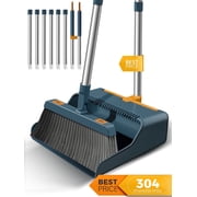 FVSA Broom and Dustpan Set for Home, Extendable to 50.4'' Long Handle Broom and Dustpan Set, Blue