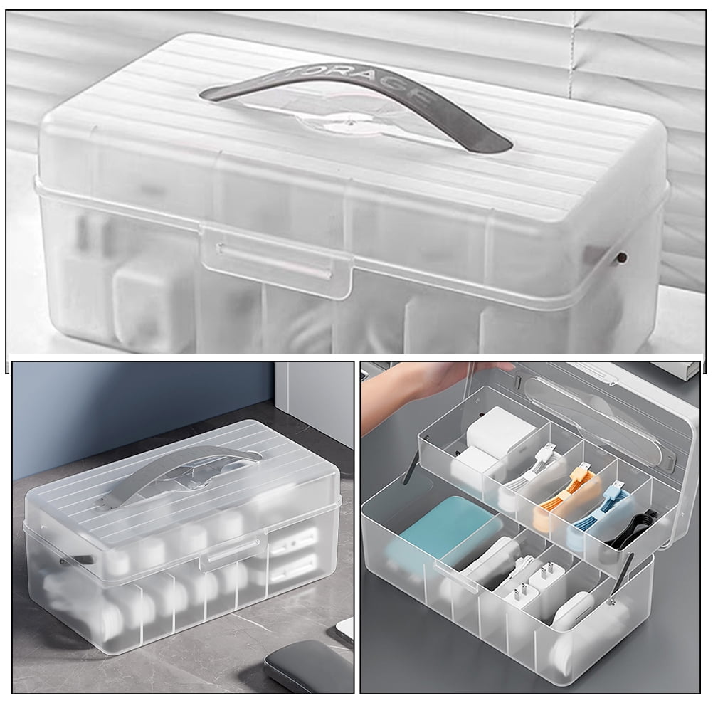 WHAMVOX Plastic Cord Organizer Compartment Cable Management Box Electronics Organizer Bin