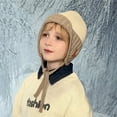thumbnail image 2 of Povozer Girls Knit Hats Winter Fleece Lining Skiing Winter Caps with Ear Flap(Beige,One Size), 2 of 5