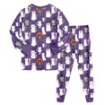 thumbnail image 4 of GCETTIC Cotton Girls Pajamas Girls Pajama Outfit Lightweight Cotton Long Sleeve Top Casual Rest Wear Purple,8-9 Years, 4 of 9
